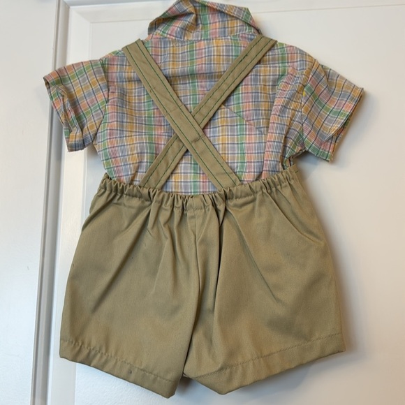 Vintage Cotton Candy Infant Boys 2 Piece Outfit green and tan overall 12 months - Picture 6 of 10